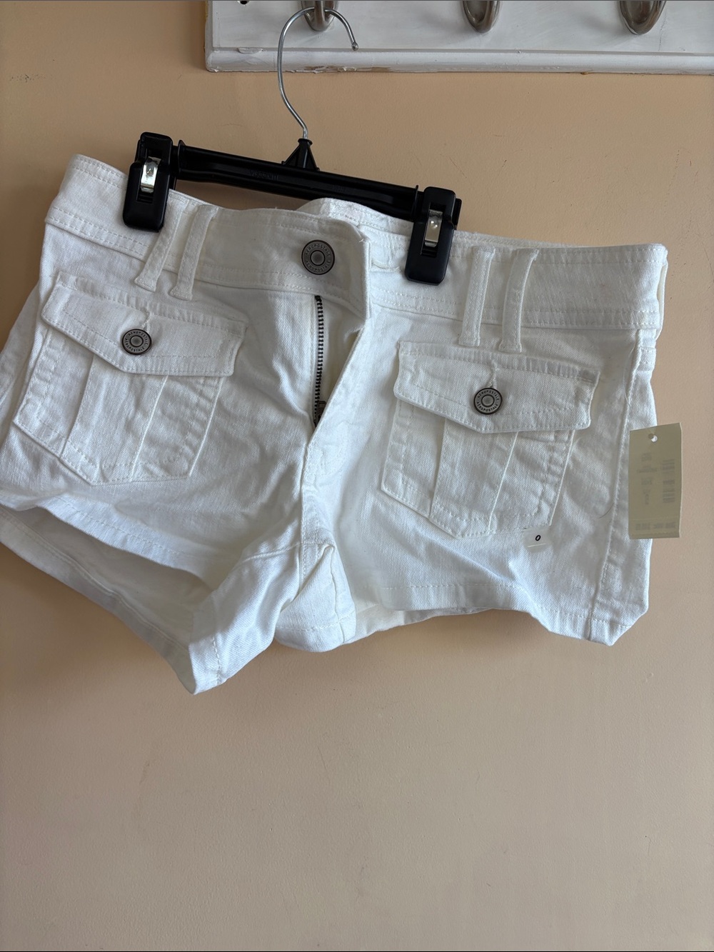 Aeropostale White Denim Cargo Pocket Shorts